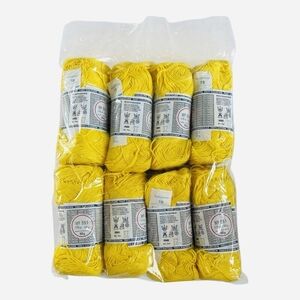 Lot of 8 (400 gr) Vintage Mayflower Bright Yellow 100% Cotton Knitting Yarn NWT